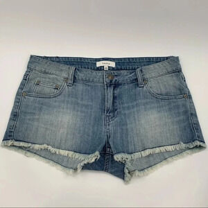 Aritzia Talula Mid Rise Frayed Denim Shorts Size 29